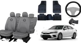 Kit capa Civic couro cinza + conforto + tapete Kit capa Civic couro cinza + conforto + tapete