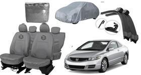 Kit capa Civic couro cinza + proteção sol e chuva