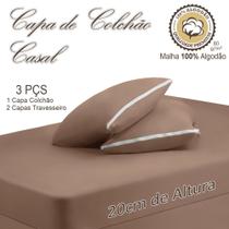 Kit Capa Colchão Casal 20cm + 2 Fronha Ideal Para Cama Box Malha C/ Ziper - Sulbrasil