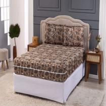 Kit Capa Colchão Casal Queen +2 Capas de Travesseiro Almofada Fronha 50x70cm em Malha Gel Estamapado