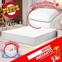 Kit Capa Colchão Solteiro + 2 Capas Travesseiro Impermeáveis Antiácaro Proteção Total - Pronta Entre
