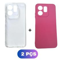 Kit Capa Colorida + Capinha Transparente P/ Infinix Hot 50i