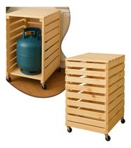Kit Capa Com Rodas E Deck Pinus Natural Para Botijão Gás