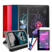 Kit Capa com Suporte para Tablet Positivo Vision Tab 7 + Película + Caneta Touch