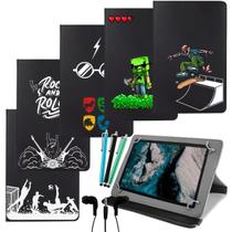 Kit Capa com Suporte Para Tablet Vision Tab 7 Twist Tab Estampada + Caneta Touch + Fone de Ouvido