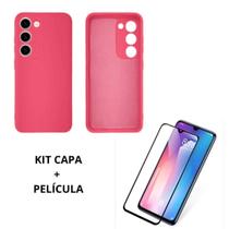 Kit Capa Compatível Com Galaxy S23 Plus Rosa+ Película 3D