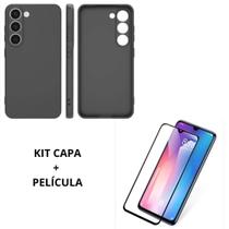 Kit Capa Compatível Com Galaxy S23 Preto+Película Vidro 3D