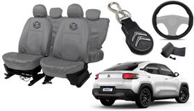 Kit capa couro cinza Basalt 2024 a 2025 + chaveiro personalizado