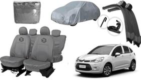 Kit capa couro cinza C3 2012 a 2018 + acessório essencial Kit capa couro cinza C3 2012 a 2018 + acessório essencial