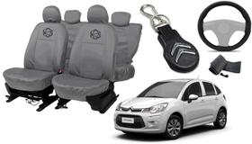 Kit capa couro cinza C3 2012 a 2018 personalizado
