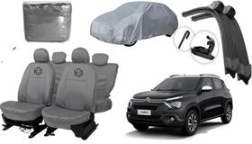 Kit capa couro cinza C3 2021 a 2024 + limpador Kit capa couro cinza C3 2021 a 2024 + limpador