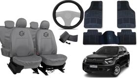 Kit capa couro cinza C3 Aircross 2010 a 2020 + tapete e luxo