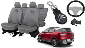 Kit capa couro cinza C3 Aircross 2021 a 2024 design moderno Kit capa couro cinza C3 Aircross 2021 a 2024 design moderno