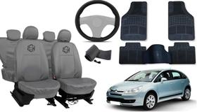 Kit capa couro cinza C4 2010 a 2013 + tapete resistente Kit capa couro cinza C4 2010 a 2013 + tapete resistente