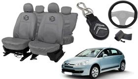 Kit capa couro cinza C4 2010 a 2013 + volante + chaveiro Kit capa couro cinza C4 2010 a 2013 + volante + chaveiro