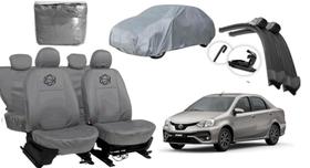 Kit capa couro cinza + capa extra + limpador premium Kit capa couro cinza + capa extra + limpador premium