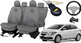 Kit capa couro cinza + capa volante antiderrapante segura