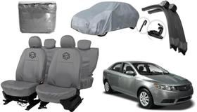 Kit capa couro cinza Cerato 2008 a 2013 + capa para cobrir