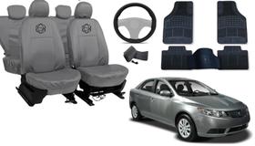 Kit capa couro cinza Cerato 2008 a 2013 + capa volante couro