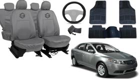 Kit capa couro cinza Cerato 2008 a 2013 + volante antiderrapante