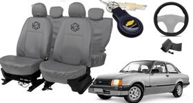 Kit Capa Couro Cinza Chevette 73-94 Fácil Instalação