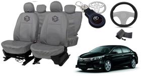 Kit capa couro cinza Corolla 13-21 + toque macio