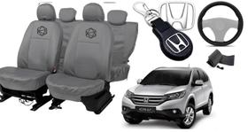 Kit capa couro cinza CRV proteção e sofisticação