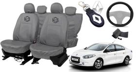 Kit capa couro cinza Fluence com proteção premium Kit capa couro cinza Fluence com proteção premium