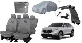 Kit capa couro cinza HRV + proteção contra sol e chuva