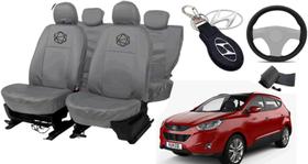 Kit capa couro cinza IX30 + conforto + volante e key