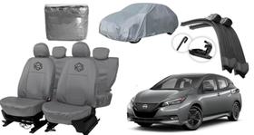 Kit capa couro cinza Leaf 16-23 + capa protetora resistente