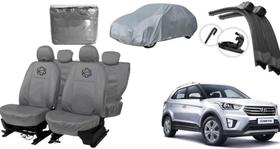 Kit Capa Couro Cinza Luxo Creta + Capa e Limpador