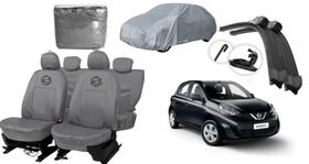 Kit capa couro cinza March 14-19 + capa cobrir + parabrisa