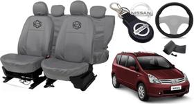 Kit capa couro cinza Nissan Livina 09-14 + chave cromada