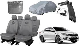 Kit capa couro cinza Optima 2012 a 2016 + limpador e capa cobrir