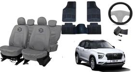 Kit capa couro cinza p/ Creta 20-24 + tapete luxo Kit capa couro cinza p/ Creta 20-24 + tapete luxo