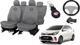 Kit Capa Couro Cinza Picanto 2006 a 2019 + Chaveiro + Volante Kit Capa Couro Cinza Picanto 2006 a 2019 + Chaveiro + Volante