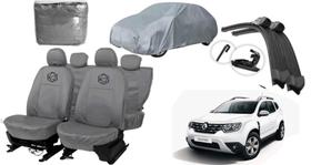 Kit capa couro cinza + proteção completa Duster 17-23 Kit capa couro cinza + proteção completa Duster 17-23