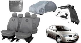 Kit capa couro cinza + protetor sol Megane 97-12