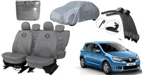 Kit capa couro cinza Sandero + estilo e proteção Kit capa couro cinza Sandero + estilo e proteção