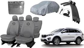 Kit capa couro cinza Sorento 2015 a 2019 + cobertura perfeita
