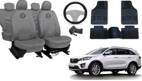 Kit capa couro cinza Sorento 2015 a 2019 + tapetes de luxo