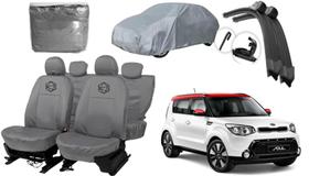 Kit capa couro cinza Soul 08-13 + capa cobrir + limpador eficiente