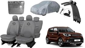 Kit capa couro cinza Soul 2013 a 2019 + limpador + capa brinde