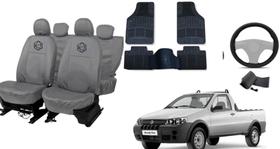 Kit capa couro cinza Strada + interior renovado