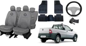 Kit capa couro cinza Strada + tapete + volante durável Kit capa couro cinza Strada + tapete + volante durável
