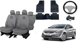 Kit capa couro cinza + tapete + capa volante brinde