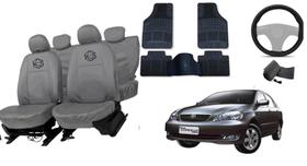 Kit capa couro cinza +tapete Corolla 03-08 top conforto