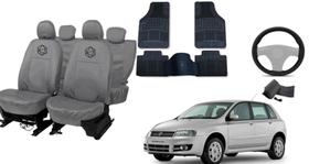 Kit capa couro cinza + volante + tapete p/ Stilo