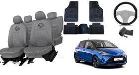 Kit capa couro cinza Yaris +tapete luxo e volante